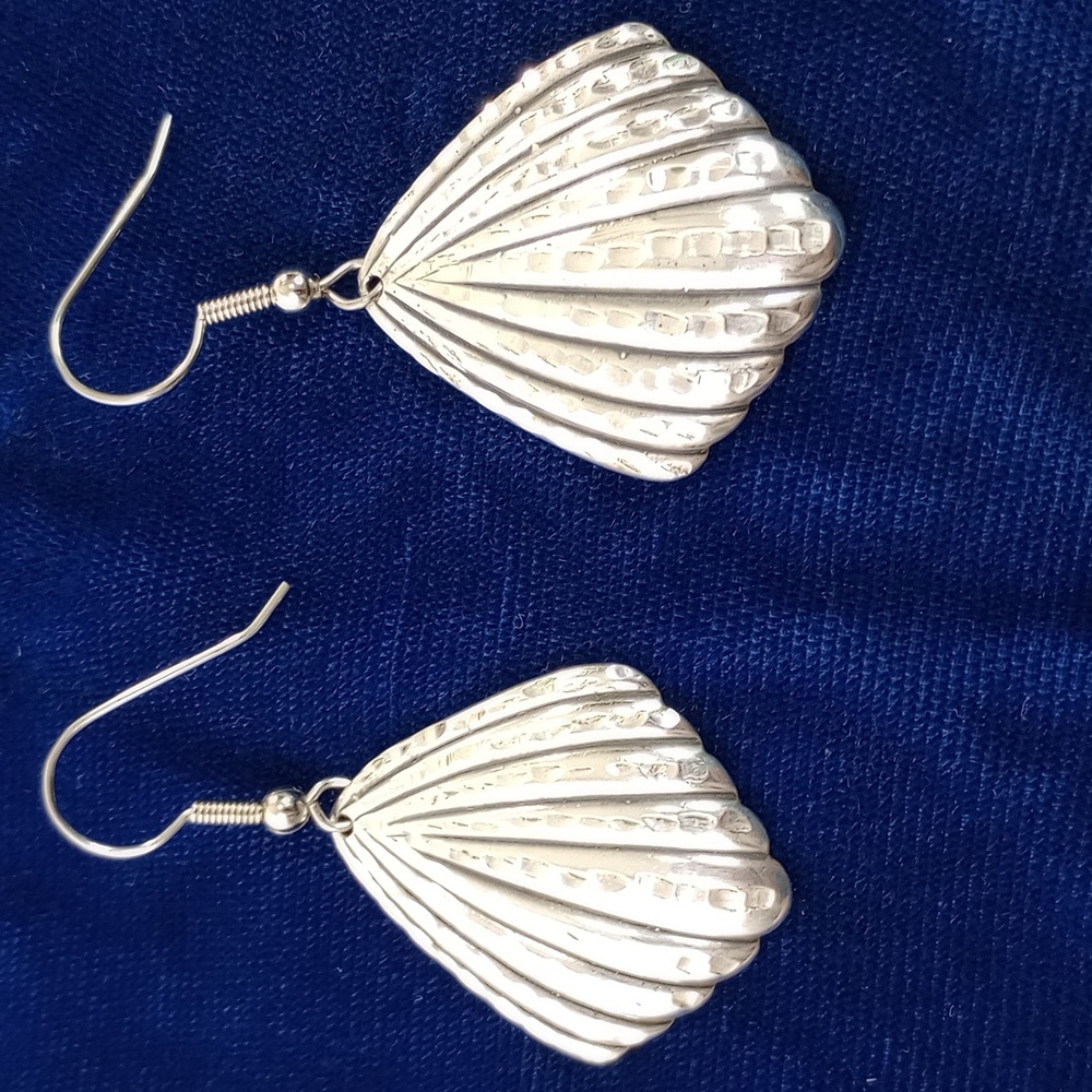 Sterling Silver Diamond Cut Dangle Hook Earrings